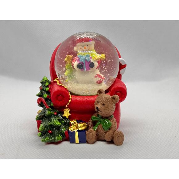 3in Mini Christmas Snow Globe for the Holidays Charm – Snowman & Teddy Bear - Picture 2 of 9